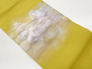 作家物　塩瀬手描き木々に水面模様名古屋帯